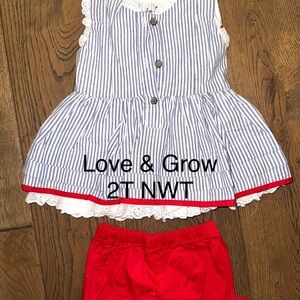 Love & Grow Striped Blue and Red Kids Set
